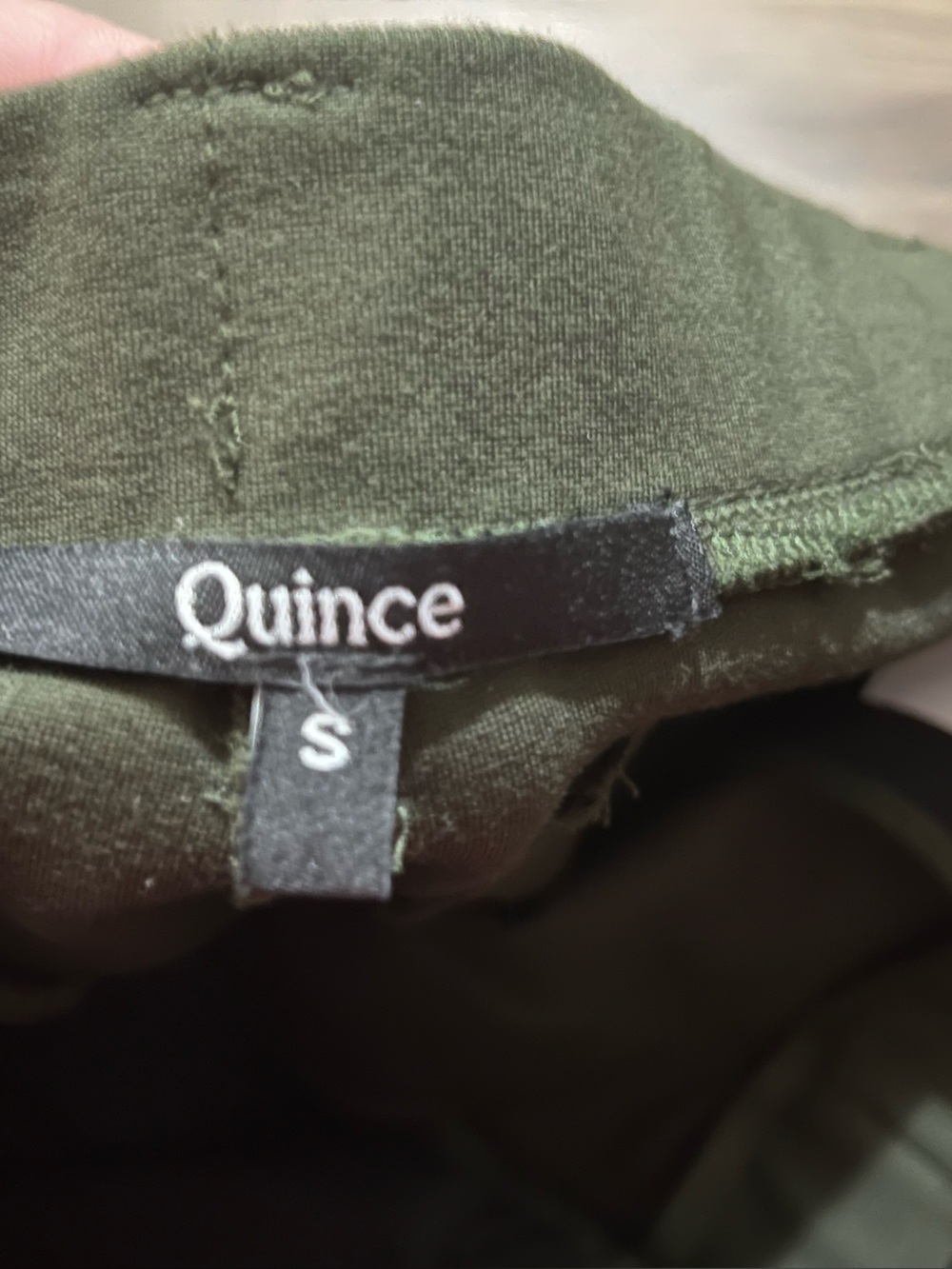 Quince Ultra-Stretch Ponte Straight Leg Pant | Petite Small | Olive - Picture 2 of 7